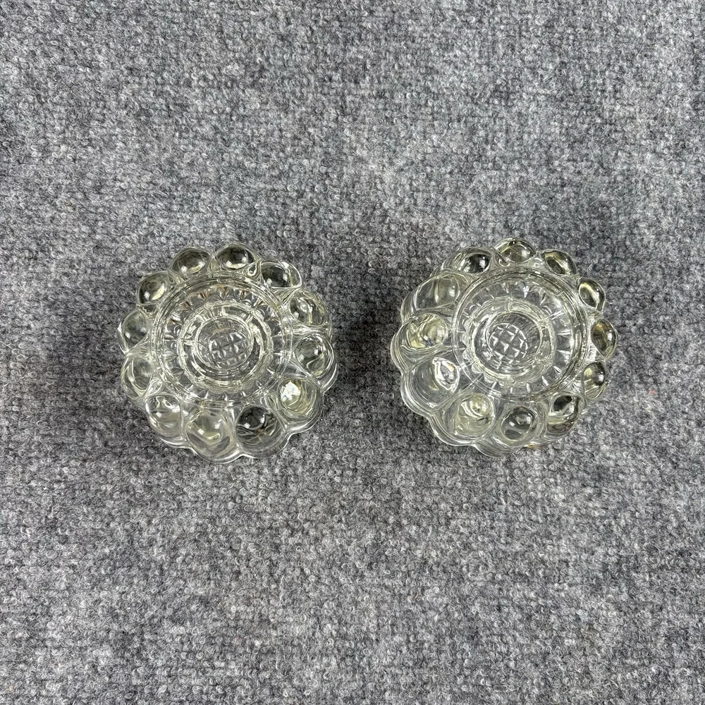 Vintage Princess House Pair of Reversible 3-Way Ribbed Crystal Candle Holders‎